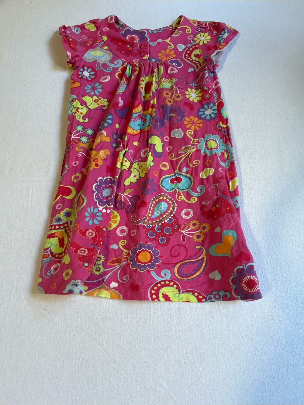 Hanna Andersson Pink Paisley & Floral Cap-Sleeve Dress